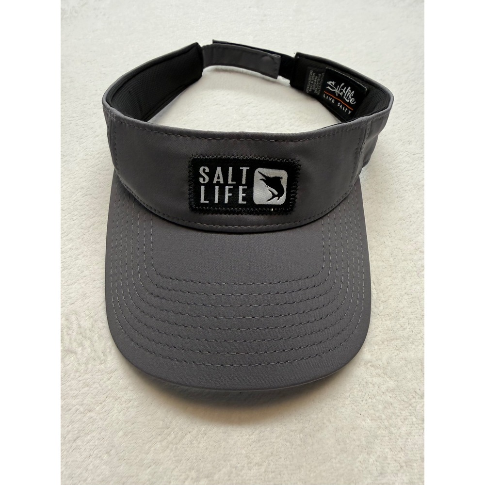 Salt Life Performance Sun Visor Adjustable Fishing Hat Logo Gray Unisex OSFM